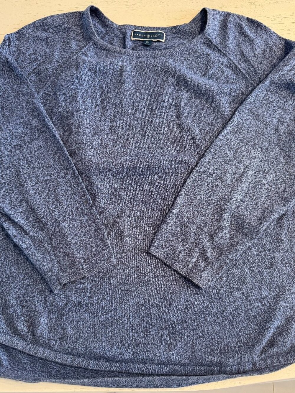 Karen Scott crew neck sweater Navy Marled knit XL